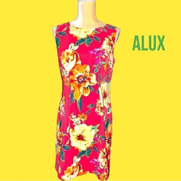 Alyx beautiful red sheath with tropical floral design! New - Picture 2 of 7